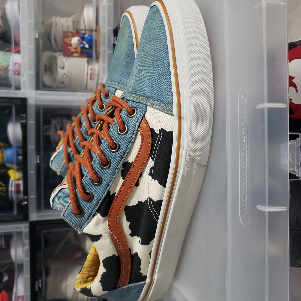 Vans Blue and Brown Cow Print Sneakers